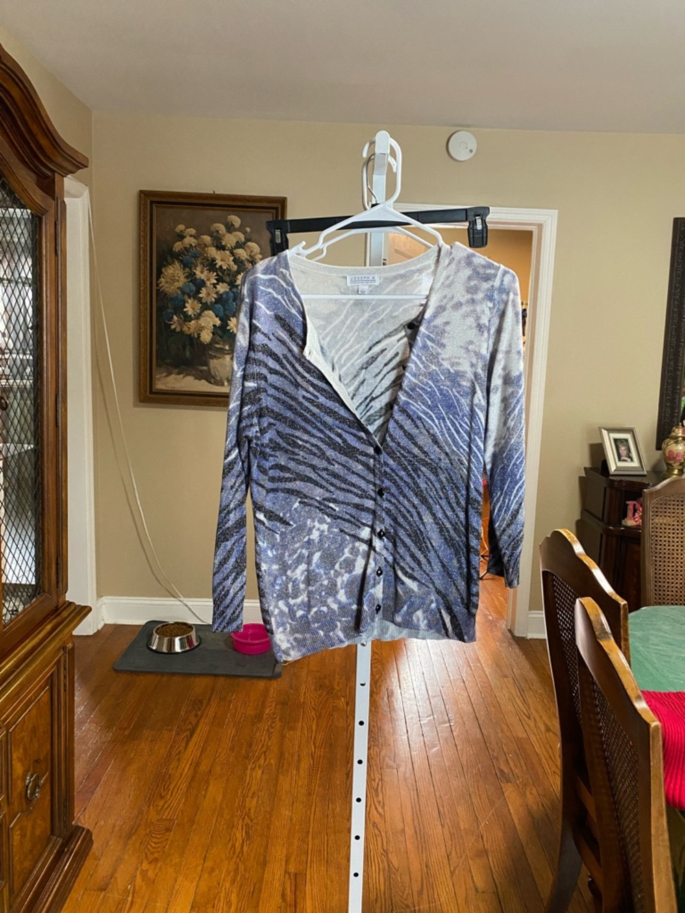 Joseph A Blue and White Animal Print Button Cardigan